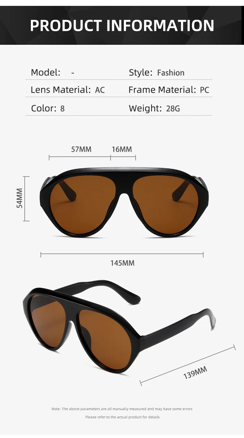 Übergroße Goggle-Sonnenbrille 2024 Damen Marken-Trend Sonnenbrille mit gelben Gläsern Herren Großrahmige Trend-Sonnenbrille UV400 802086 – Detail 12