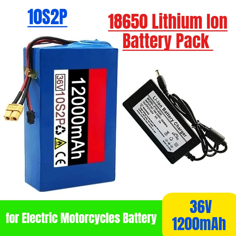 

10S2P 36V 1200mAh 18650 Lithium Ion Battery Pack 500W High Power Large Capacity for Electric Motorcycles