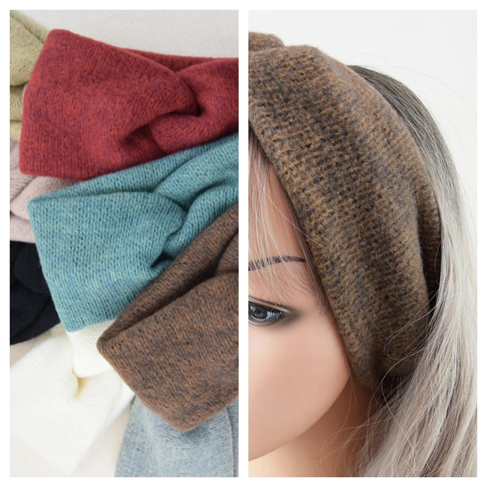 

Knitting Woolen Turban Fashion Headwrap Solid Color Hairband Hair Accessories Elastic Hair Band Wide Headband Acrylic Kerchief