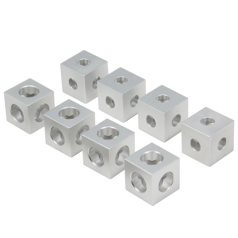 Befenybay 8 pces prata canto suporte cubo (20x20x20mm) para 6mm slot alumínio extrusão perfil 2020 séries (cubo canto-prata-8)