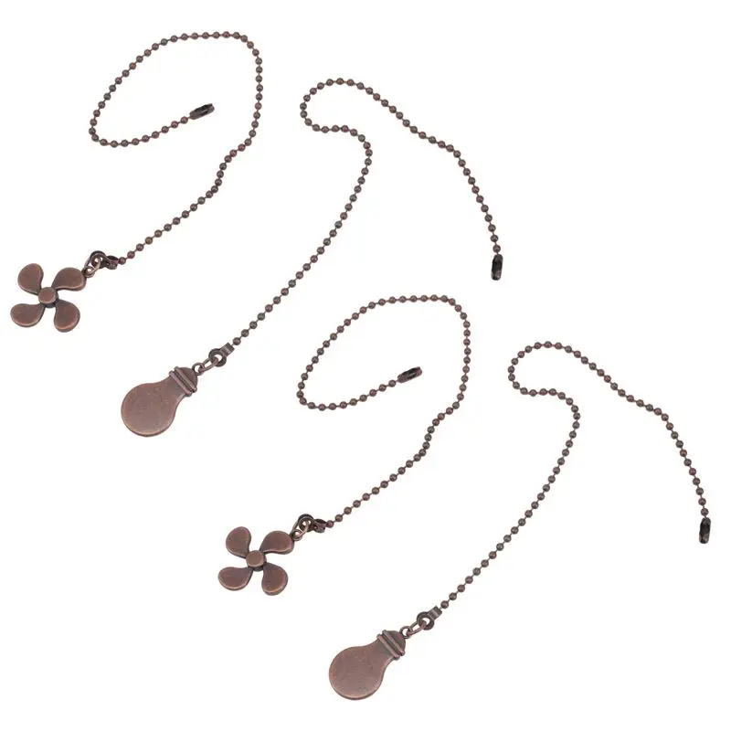 A93E-4Pcs Ceiling Fan Pull Chain Set,Bulb And Fan Pattern Pull Chain Extension Fan Pull Chain Pendant 12 Inch