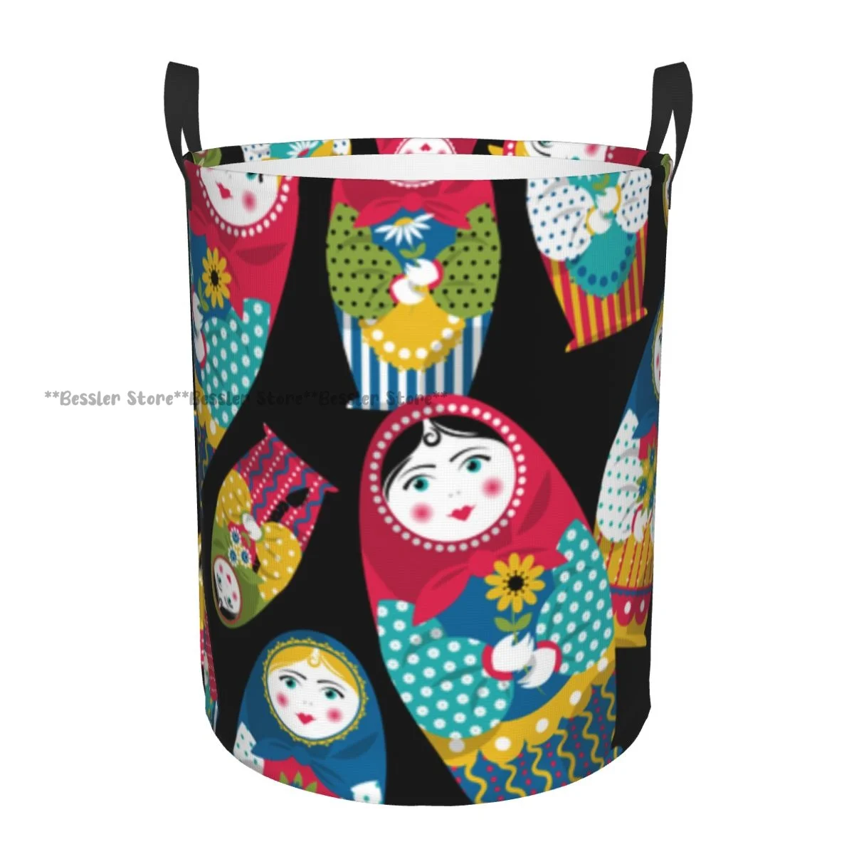 Dirty Laundry Basket Russian Traditional Matryoshka Folding Clothing Storage Bucket