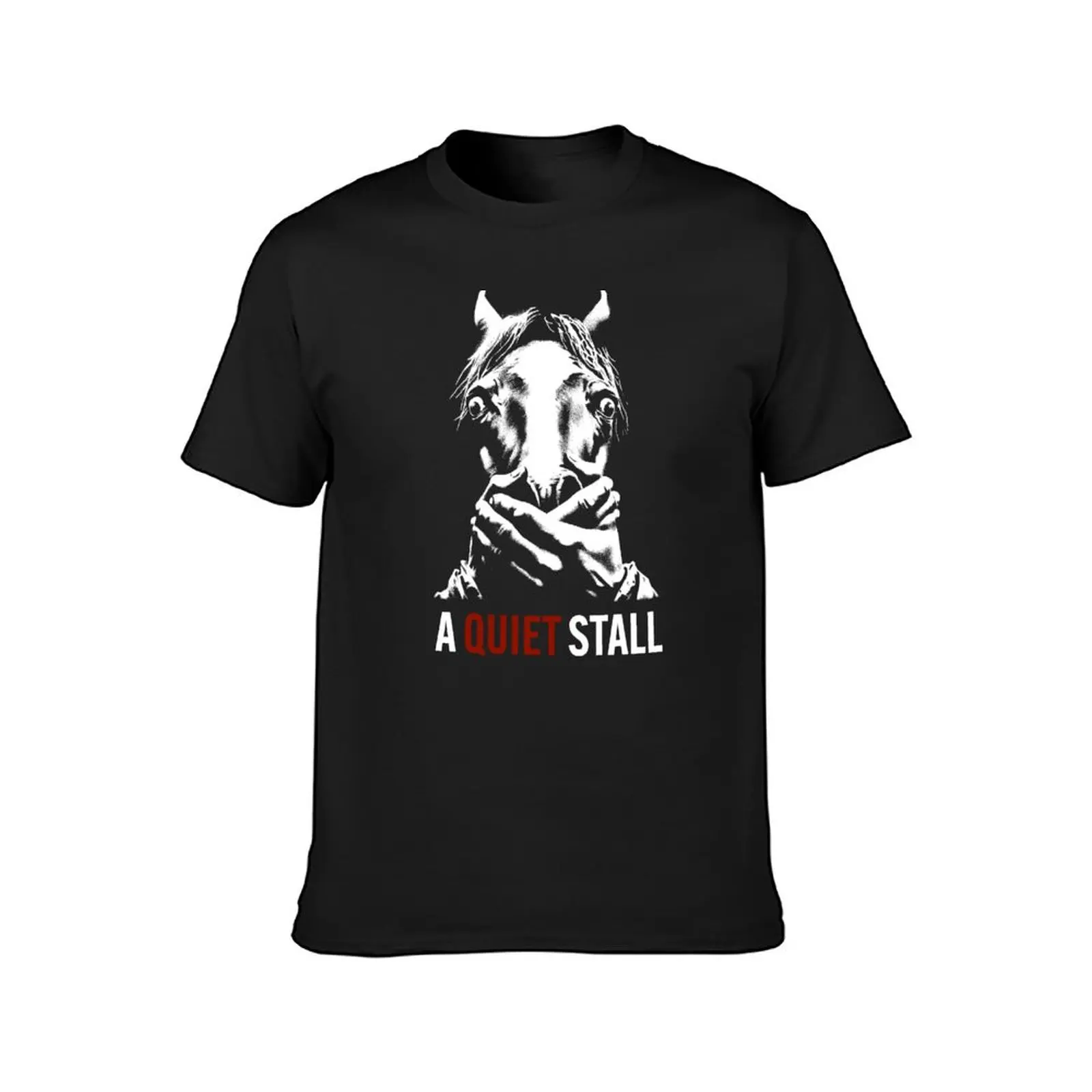 A Quiet Stall - A Horse Horror Movie Parody Poster T-Shirt kawaii clothes plus sizes workout shirts for men