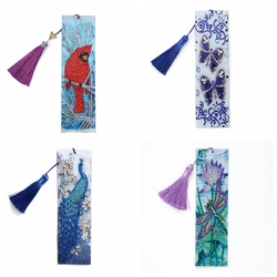 1pc/Set DIY Peacock Diamond Art Bookmarks for Adults PU Leather Crystal Rhinestones Butterfly Diamond Painting Bookmarks Kits