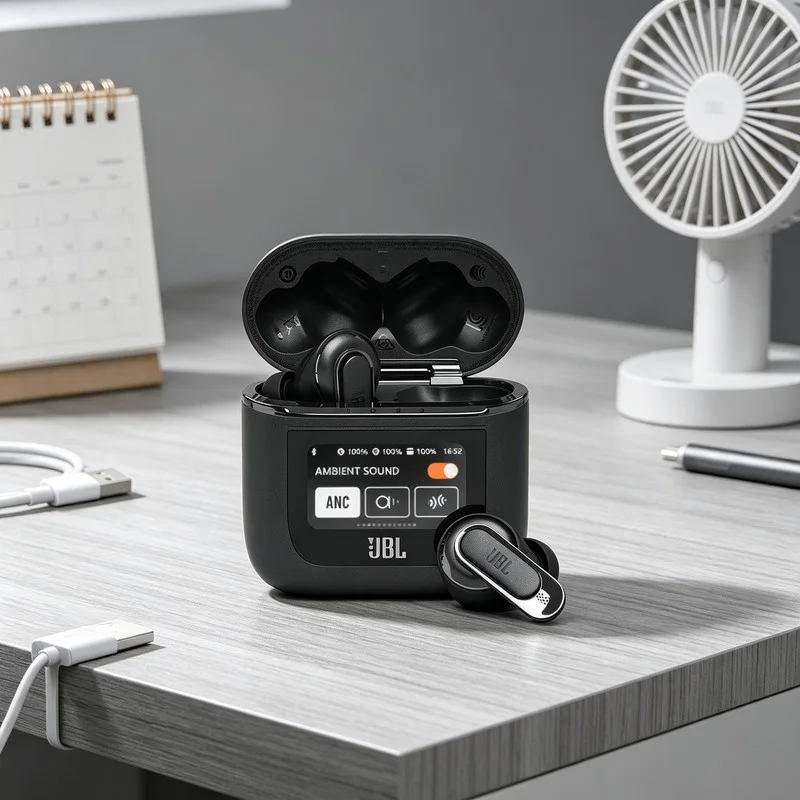 JBL TOUR PRO2 Earbuds with Secure Ear Tips for Active Movement