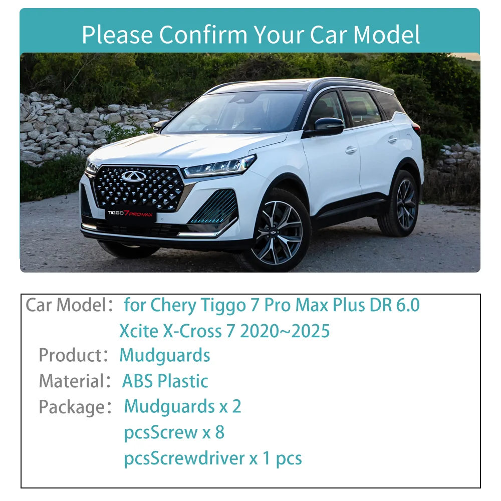 Mudflaps for Chery Tiggo 7 Pro Max Plus DR 6.0 2020~2025 Inside Mud Flaps Splash Guards Mudguards Rear Wheel Fender Accessories