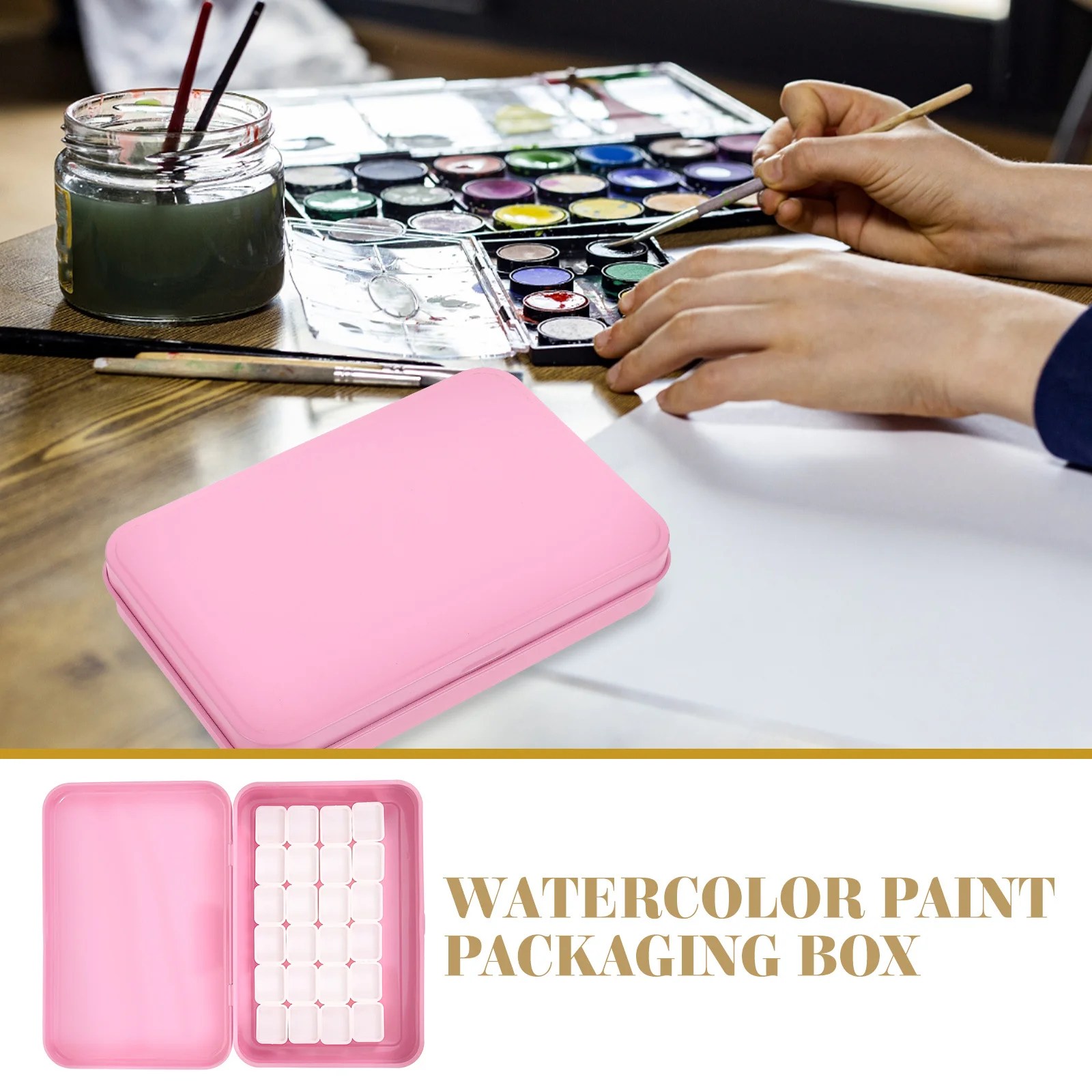

1 Set Metal Watercolor Pigment Box With Compartments Portable Painting Color Mixing Case For Artists Students Diy Acrylic Paint