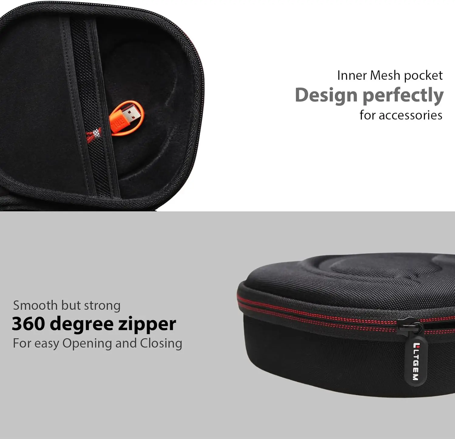 LTGEM EVA Hard Case for JBL Tune 510BT/520BT/660NC/670NC/570BT/525BT/500BT/500/JBL Live 460NC/670NC/JBL T450BT Headphone