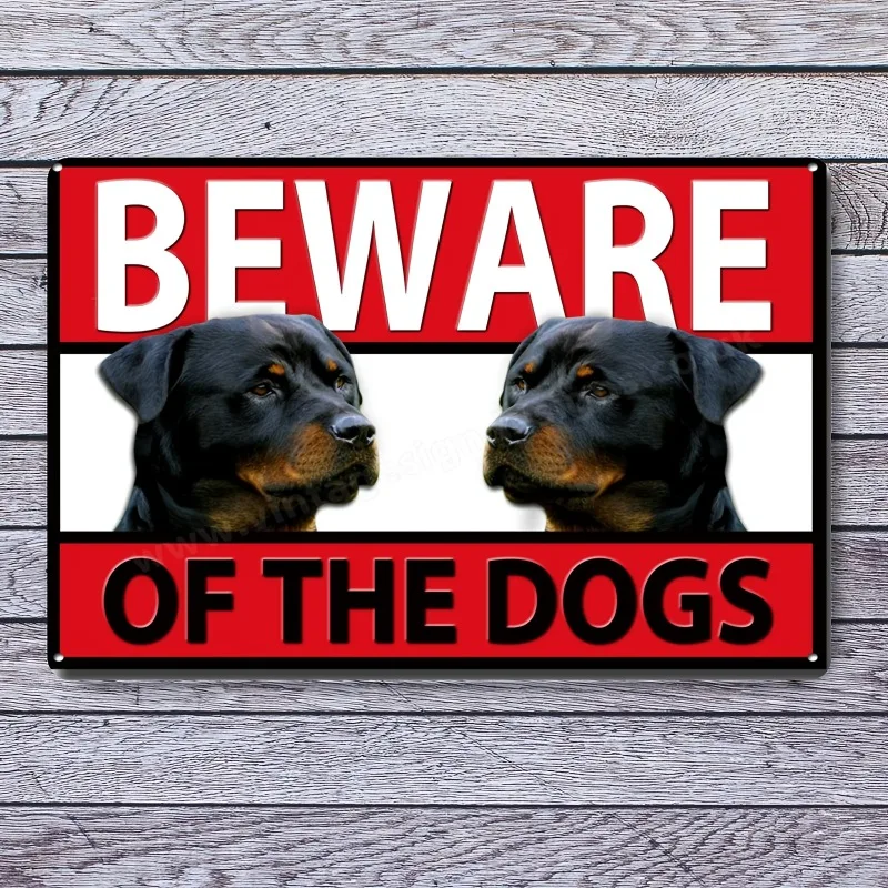 2026 Beware Of The Rottweiler Dogs Warning Metal Tin Sign Outdoor Yard Fence Wall Decor