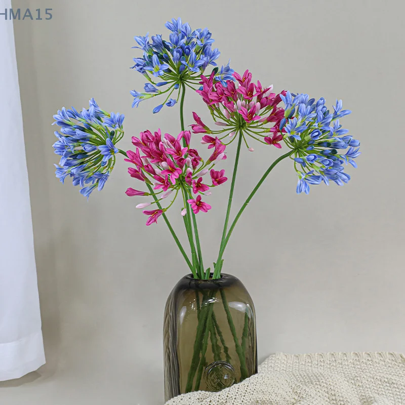 Fashion Silk Artificial Agapanthus Fake Flowers African Lily Agapanthus Stems Suitable for Home Office Shopping Mall Decoration