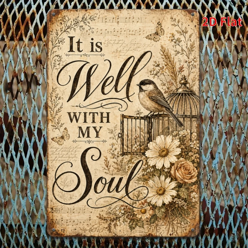 It Is Well with My Soul Sign, Vintage Hymn Wall Decor, Christian Faith Metal Sign