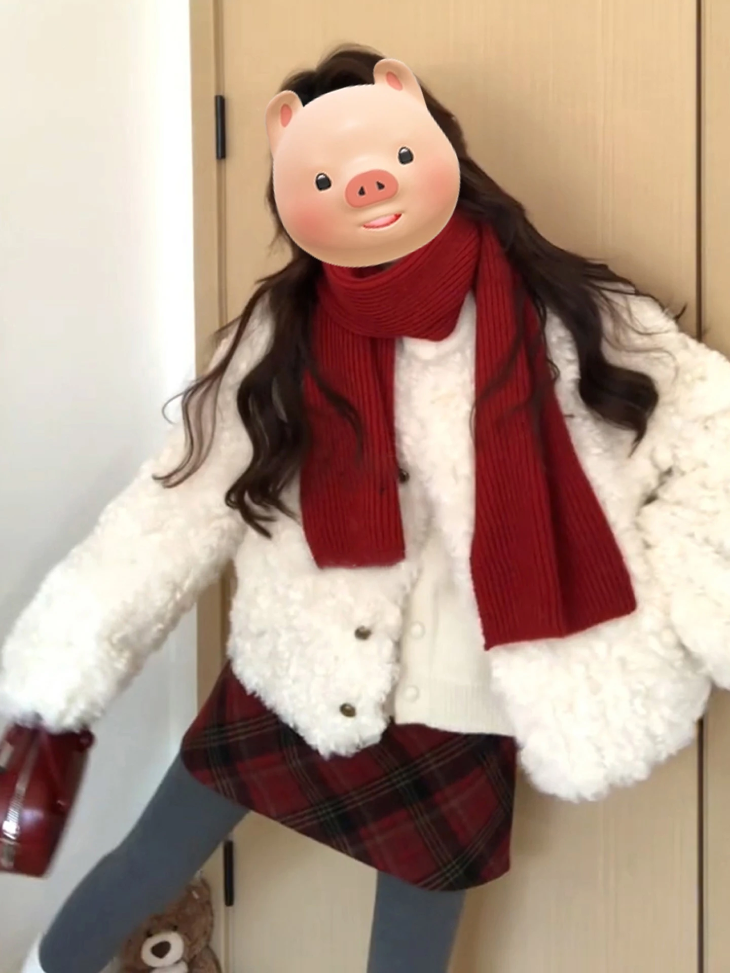 

Корейский комплект: свитер, пальто и юбка, женский, весна 2026, новый, белый, свободный крой, комплект из двух предметов, полиэстер, длинный рукав