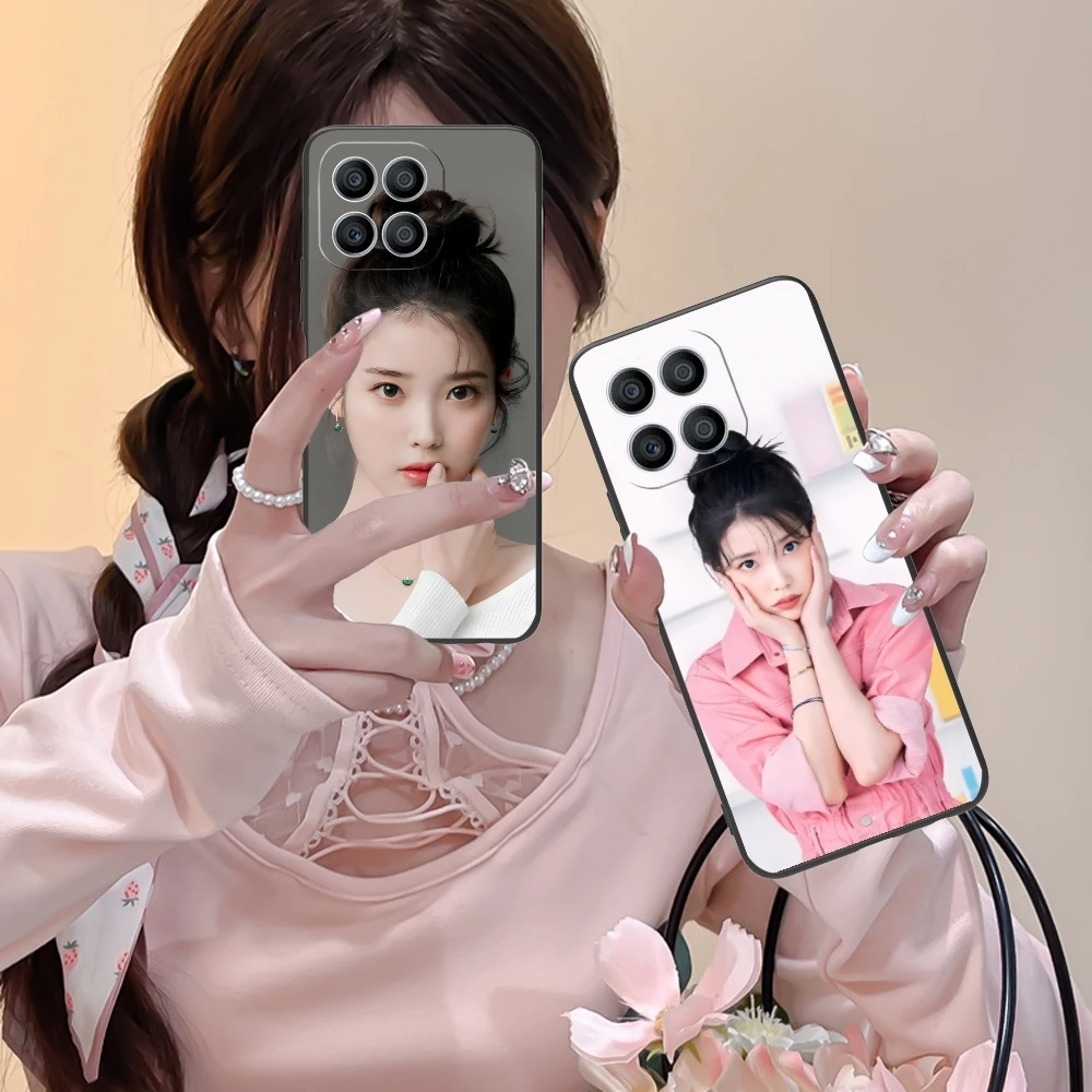 KPOP IU Lee JiEun Mobile Cell Phone Case for Huawei Honor 90 80 70 60 50 30 20 10 9 8 7 Pro S SE Lite 5G Black Phone Cover Shell