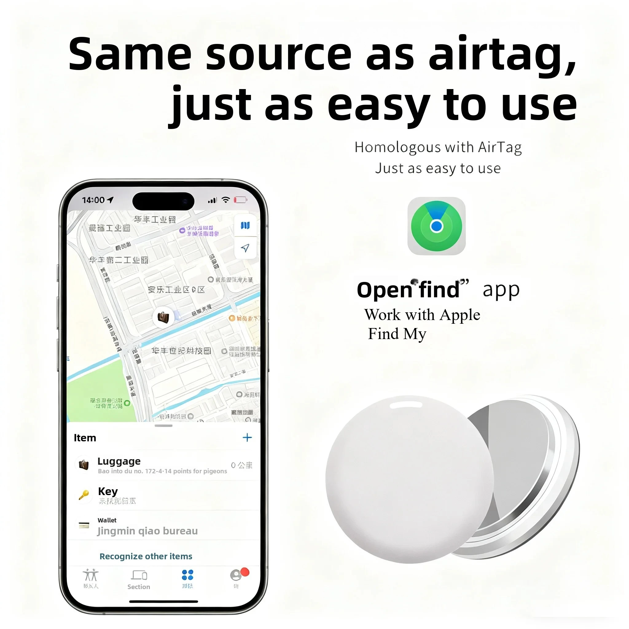Smart Tag GPS Tracker Key Kids Finder Dog Cat Pet Airtag Locator Bluetooth Tracker Device Anti-lost Reminder for IOS Find My