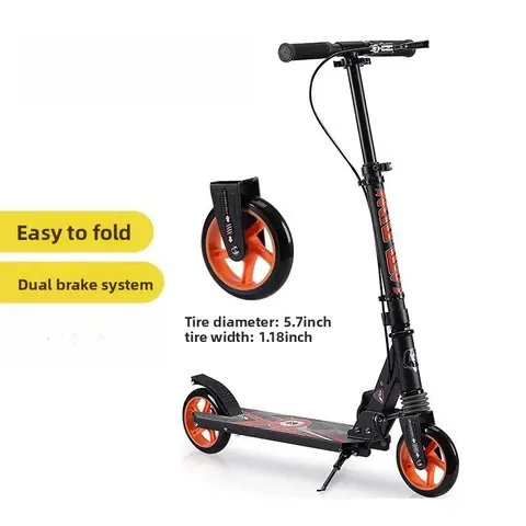 Składana i wygodna hulajnoga dziecięca z amortyzowanymi kołami, hulajnoga uczniowska 2w1 ze stopu aluminium.