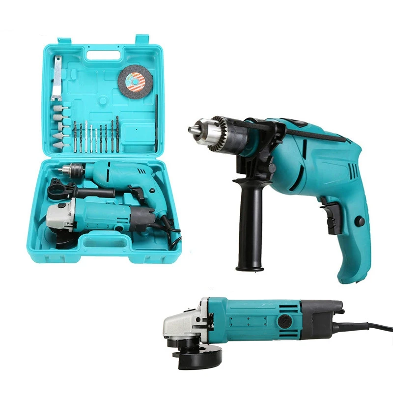 

Electric Drill Grinding Machine Set Tools Multifunctional Impact Drill Angle Grinder 2pcs Set of Power Tools Set