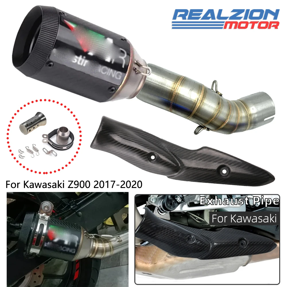 

REALZION Z900 Exhaust Pipe Motorcycle Exhaust Muffler Escape Link Pipe Tailpipe Middle Pipe Exhaust Cover For Kawasaki Z900 2020