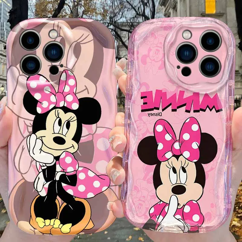 

Чехол Disney Wave Minnie для iPhone 17, Air 16 E 15 14 Plus 13 12 Mini 11 Pro Max, жидкий силиконовый противоударный мягкий чехол Funda