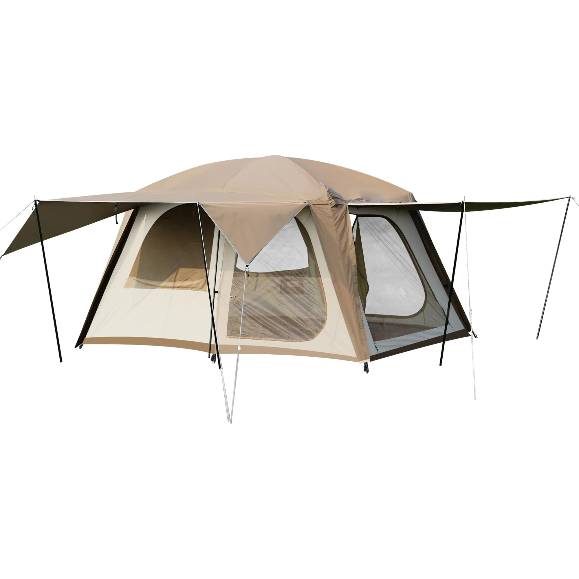 4-6 Person Camping Tent With 3 Doors And 2 Rooms Large Family Cabin Tent Double-Layer Waterproof Portable Outdoor Hiking