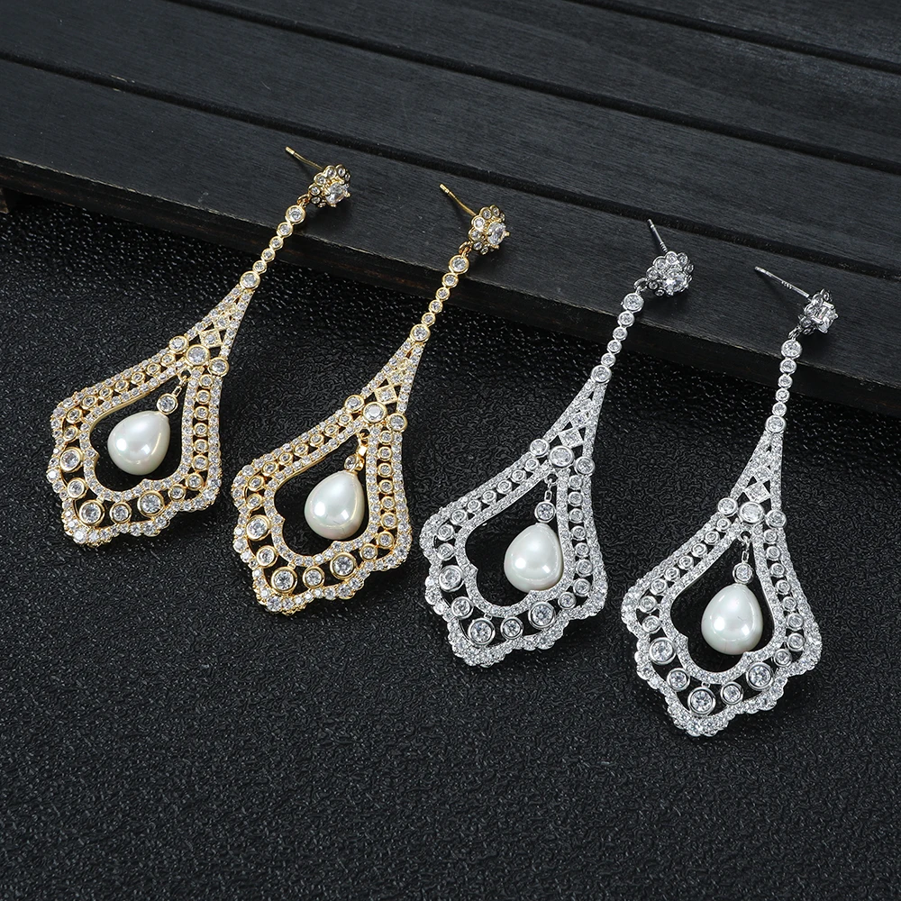 Luxury, fashionable, high-quality women's cubic oxide bridal banquet party earrings E1624