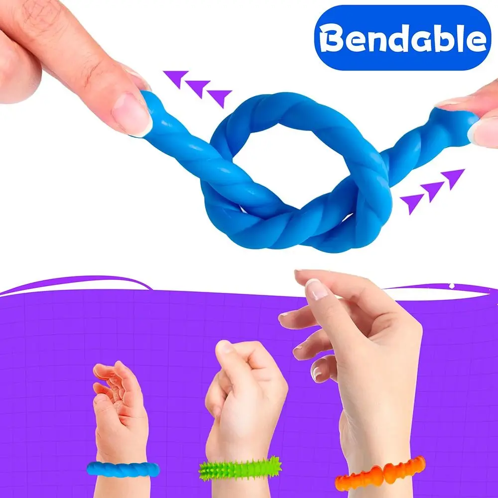 Silicone Texture DIY Sensory Strip Stretchable Unique Silent Decompressors Rings Enhancing Attention Elastic Noodles