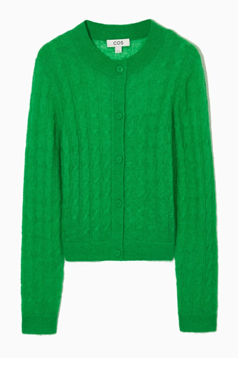 Ethereal 2023 autumn new style of Women\'s standard casual mohair blend twist knit cardigan
