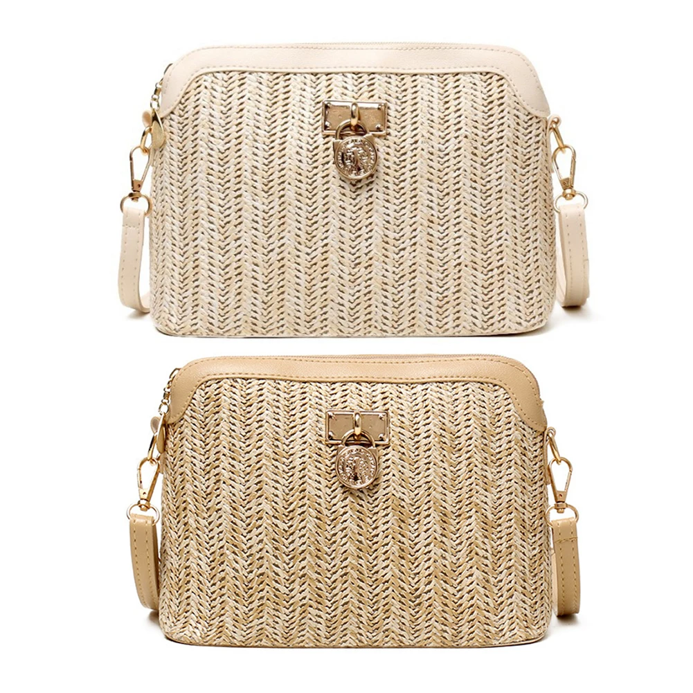 

Straw Woven Messenger Bag Casual Shell Summer Beach Women Crossbody Handbags Female Shoulder Cross Body Boho Bag