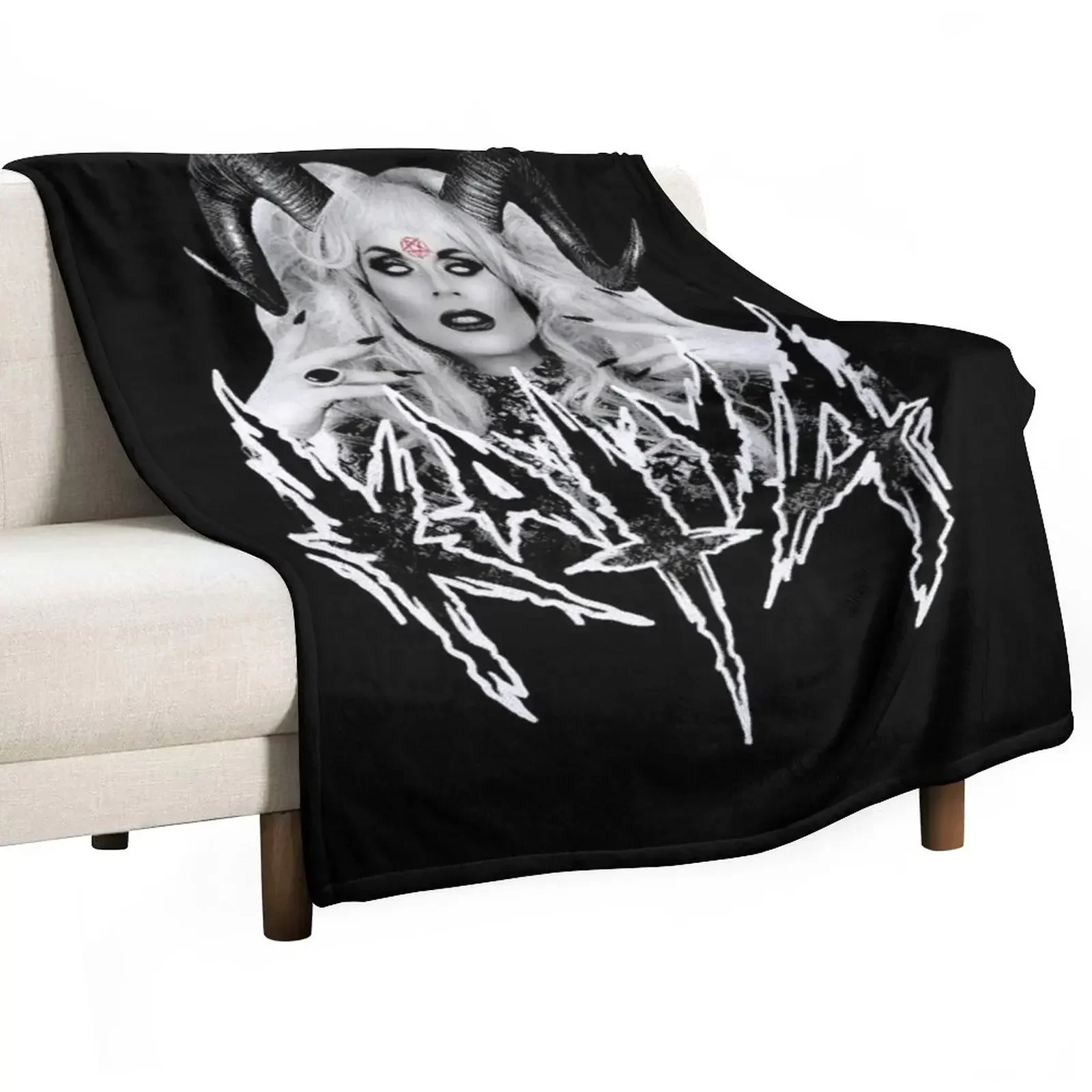 Katya-Black-Metal-Satan Throw Blanket Luxury Throw Soft Plush Plaid Fashion Sofas Blankets