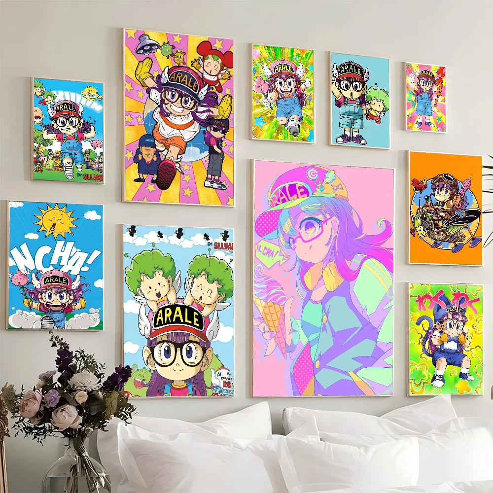 Anime Cartoon A-Arale Anime Posters Sticky Whitepaper Sticker DIY Room Bar Cafe Kawaii Room Decor