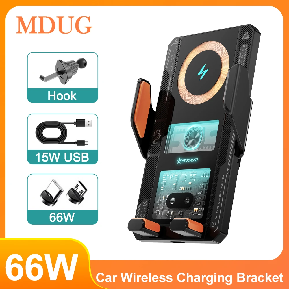 

66W Car Holder Phone Mount Car Wireless Charger Magnetic Auto For Samsung iPhone Xiaomi Infrared Induction Fast Charging Holder