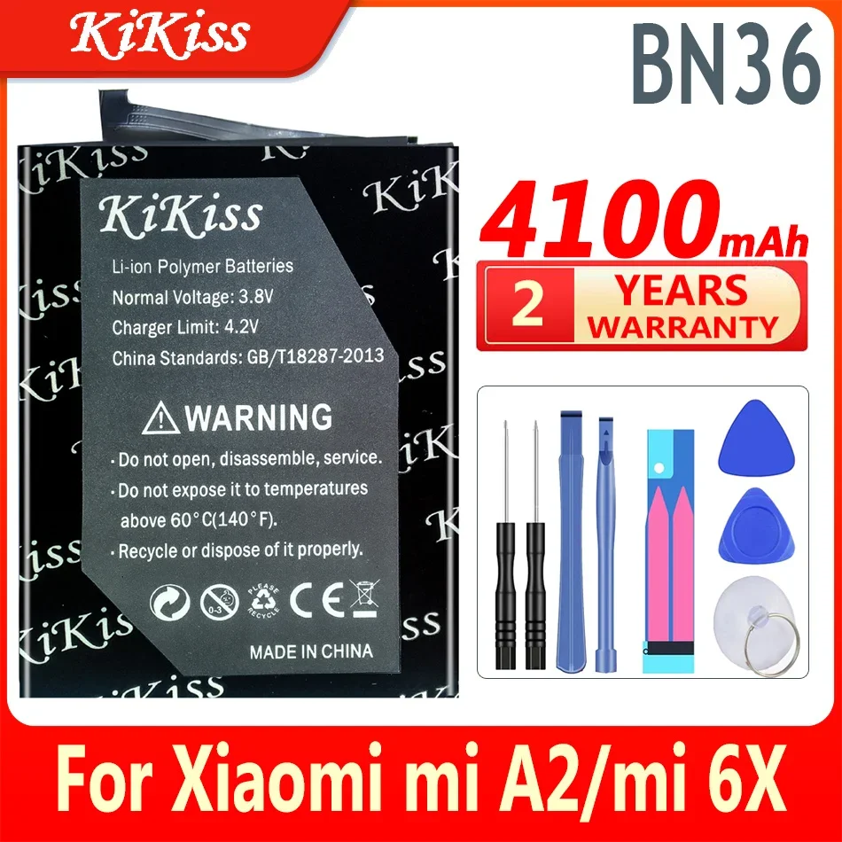 

Аккумулятор BN36 на 4100 мА · ч для Xiaomi Mi 6X / Mi A2 ( BN 36 Mi6X MiA2 M6X MA2), сменные батареи для телефона Xiao Mi 6X / Mi A2