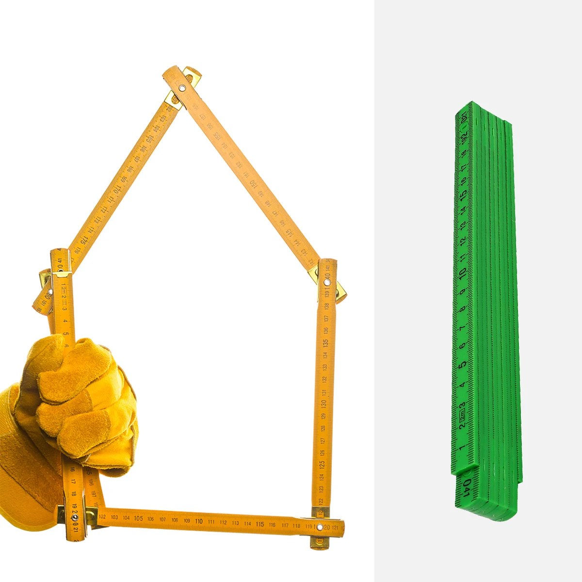 

1pc Plastic Folding Ruler Waterproof Clear Measuring Tool Metric CM MM Scale 90 Degree Hinges For Carpentry Masonry