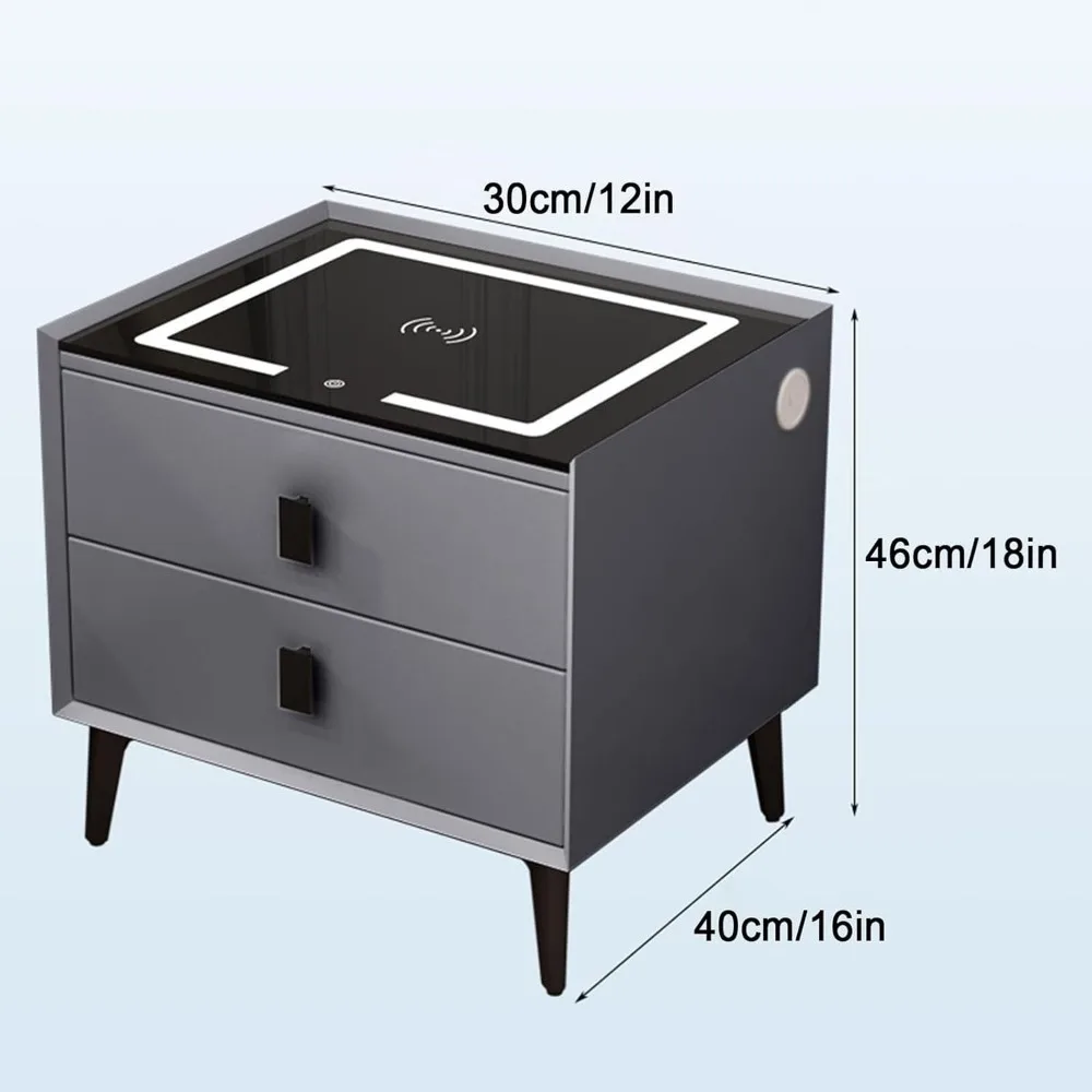 Comodino con ricarica intelligente con luci a LED, tavolino moderno per divani per camere da letto in 3 colori