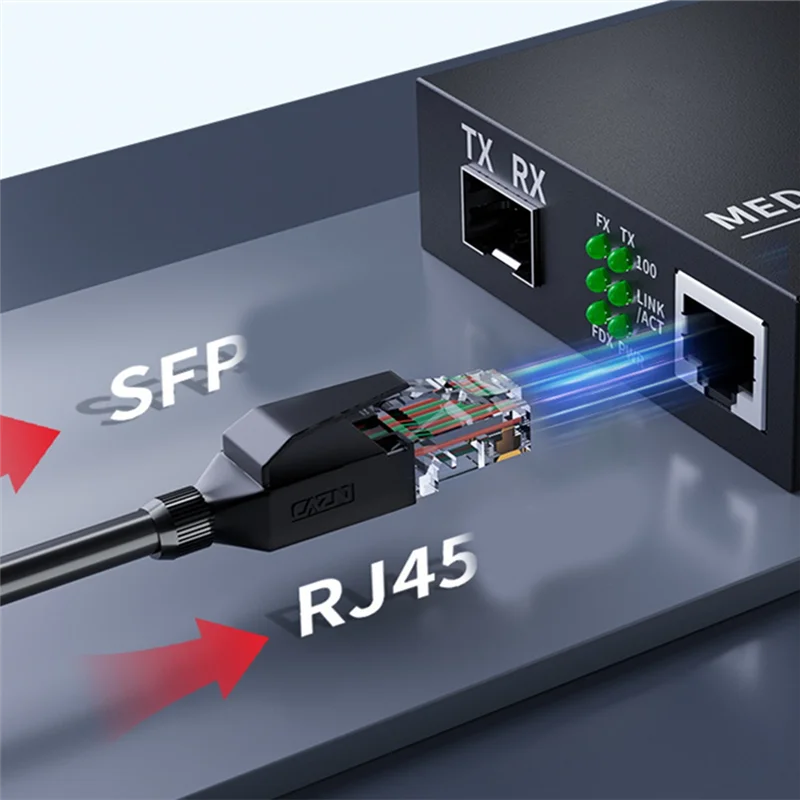 ABMF-ファイバーメディアコンバータ SFP ギガビット RJ45 LC シングルモードシングルファイバートランシーバー 10/100/1000M