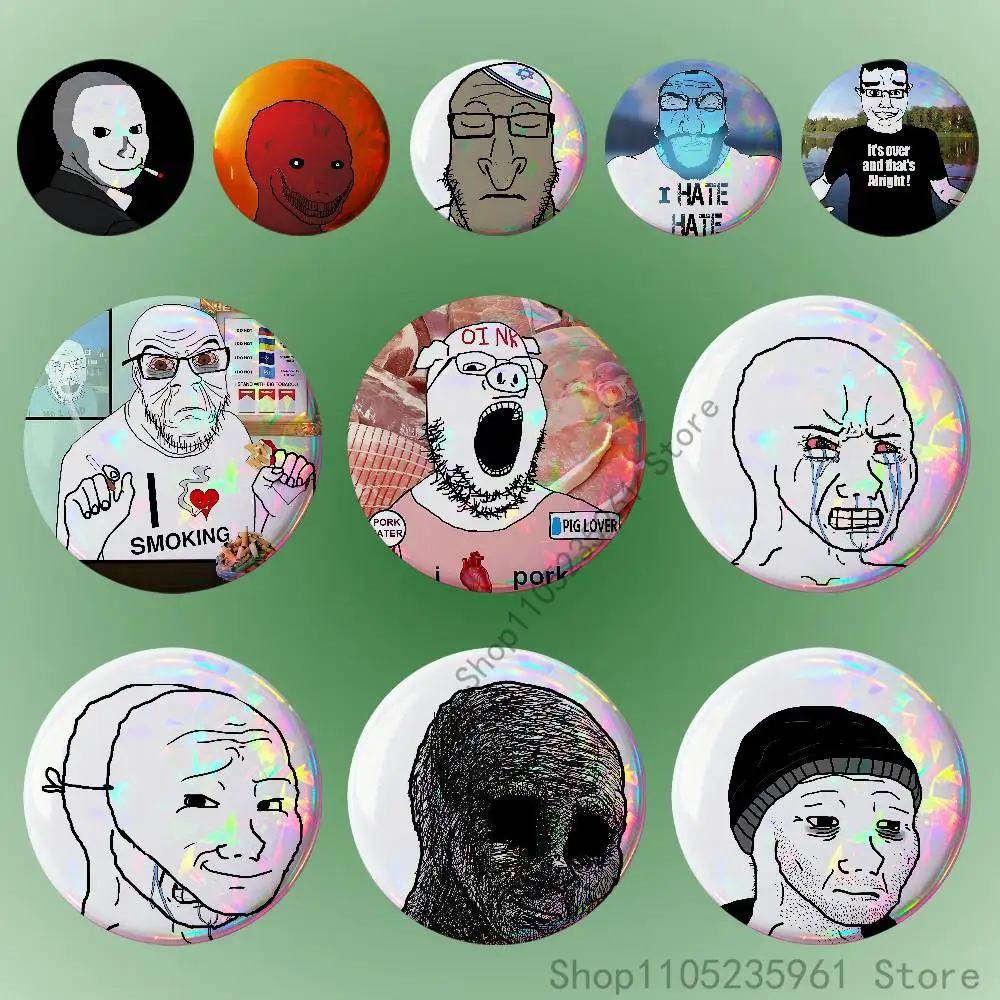 

Feels Guy W-Wojak Meme Custom Badges 75mm 44mm 25mm Brooch Backpack Hat Pins Accessories Toys Valentine gift