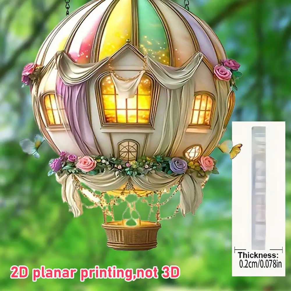 Hot Air BalloonVintage and Elegant Flowers Wall Hangable Decor Indoor Window Decor Hangable Art For Indoor Outdoor garden ﻿