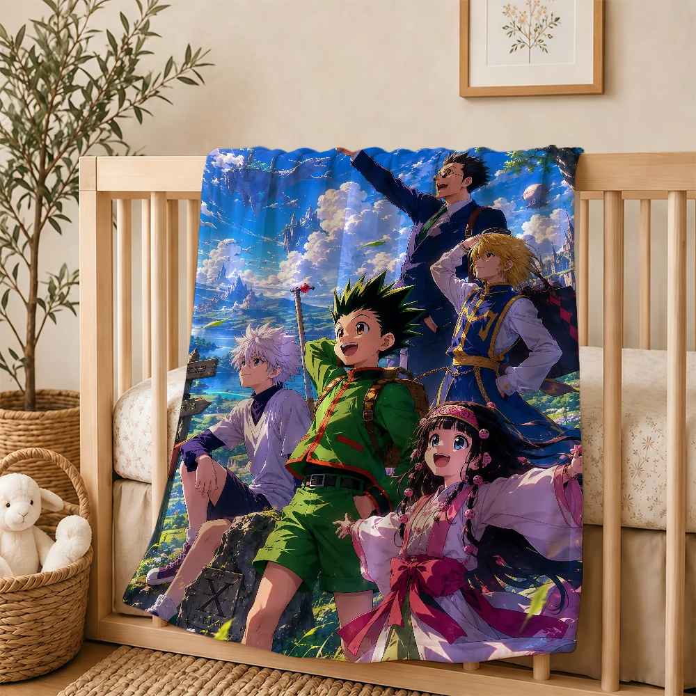 Anime H-Hunter X H-Hunter Blanket For Soft Warm Knee For Bedroom Living Room Bed Sofa Camping Picnic Office Gift