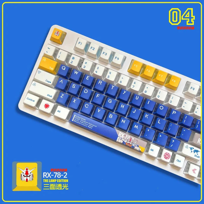 Personal Japan Anime Mobile Warrior Gundam to Three sided Transparent PBT Keycaps Original Factory Highly Thermal Sublimation