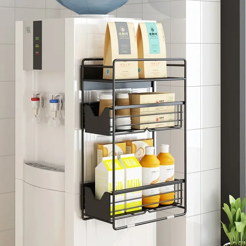 Magnetic Refrigerator Shelf Side Storage Rack Kitchen Plastic Wrap Bag Freezer Washing Machine Clip Slot Side Wall Hanging Rack