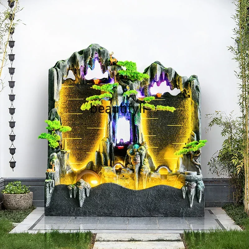

ss7486 Artificial Mountain and Fountain Water Curtain Wall Screen Lucky Courtyard Fish Pond Landscape Decoration Floor Ornaments