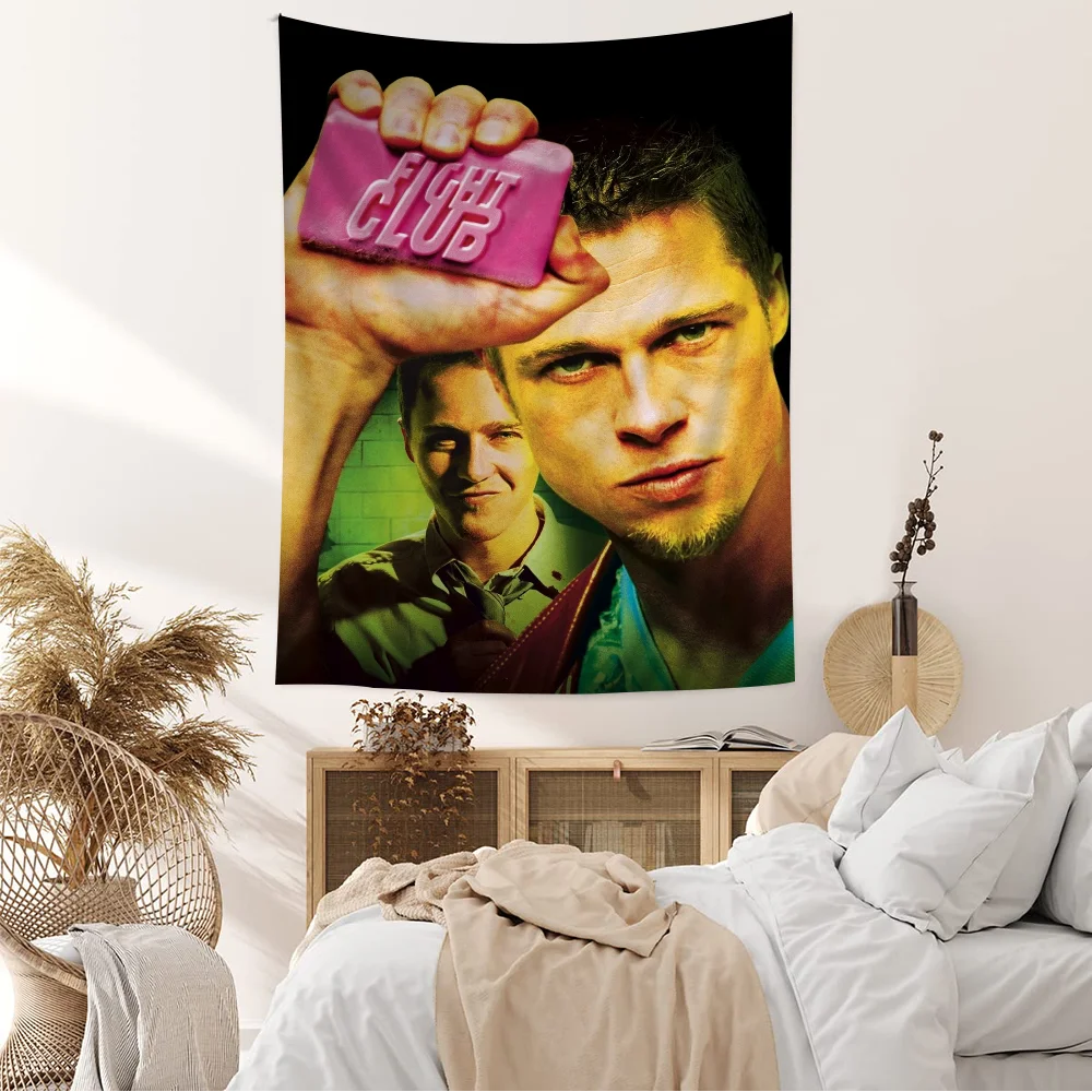 Fight Club Movie Brad Pitt Film Printed Large Wall Tapestry Wall Hanging Decoration Household Decor Blanket