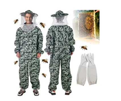 Anti Sting Cotton Bee Suit One Piece Beekeeping Jumpsuit with Veil Hat Protective Gear for Apiary Work