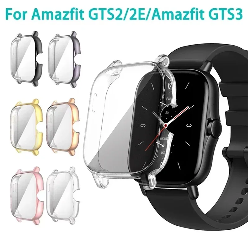 Capa protetora tpu para amazfit gts 2 2e 3 protetor de tela cheia caso manga para huami amazfit gts 3 2 relógio proteção escudo