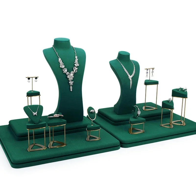 

Green Jewelry Display Prop Metal Jewelry Window Shop Necklace Ring Earring Jewelry Display Shelf