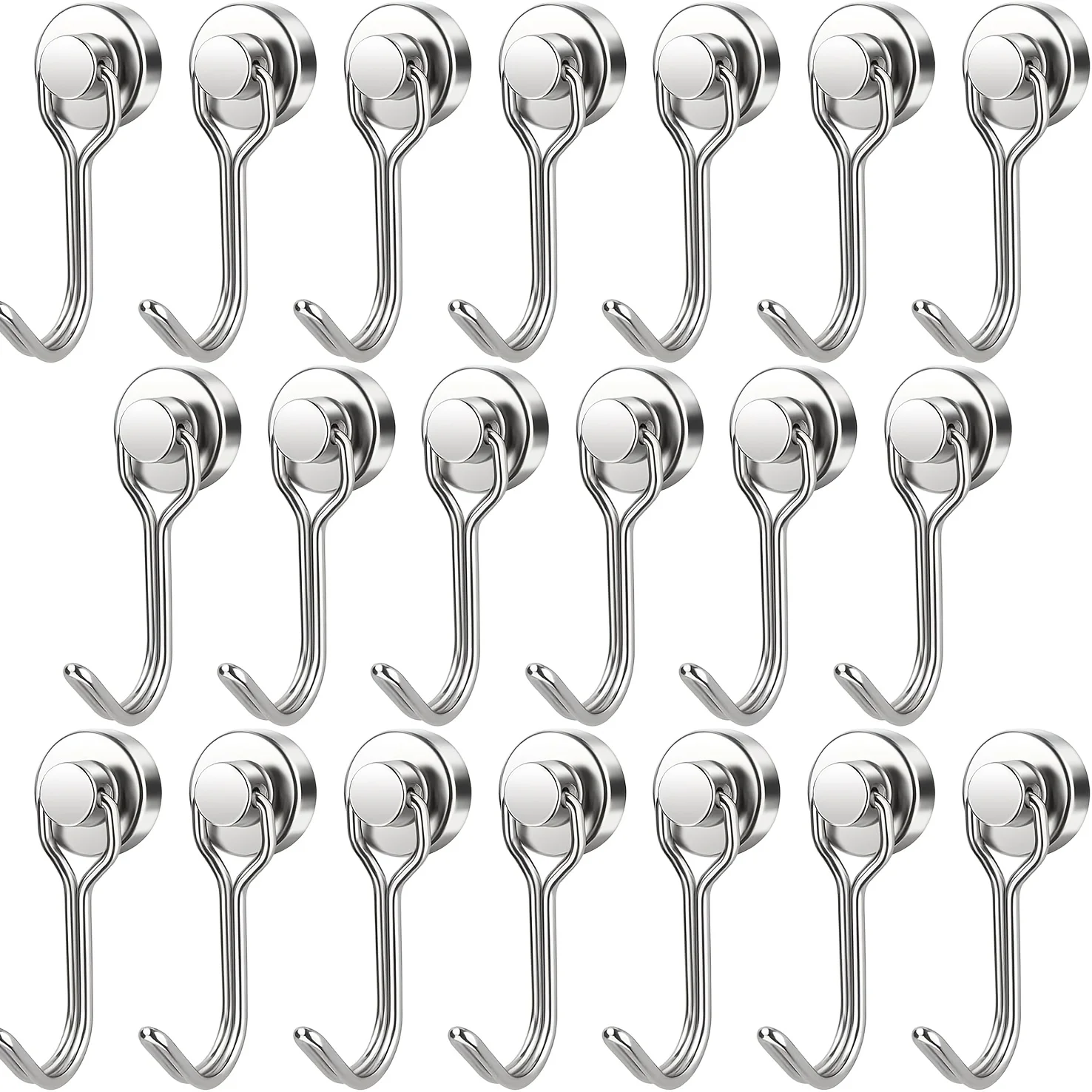 20 Pack Magnetic Hooks Heavy Duty 30LBS Neodymium Magnet Hooks, Strong Swivel Swing Magnetic Hooks for Hanging, Magnet with Hook