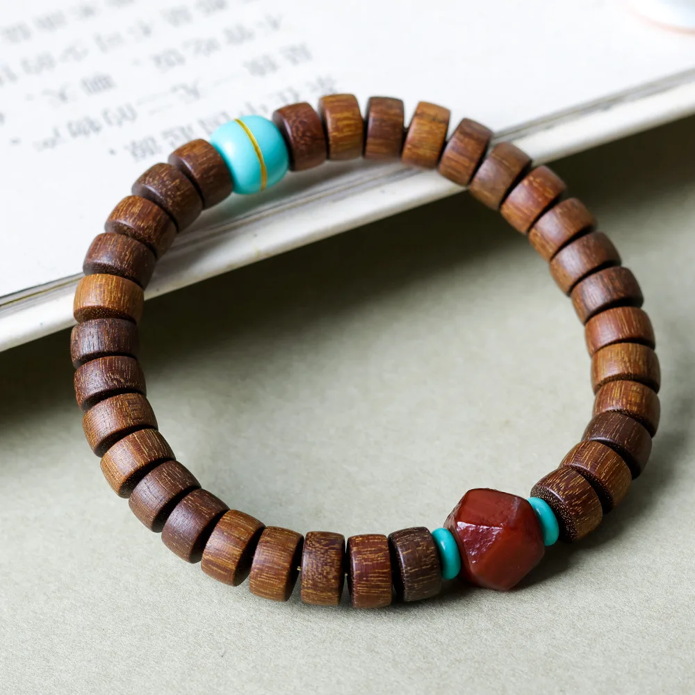 Jiangzhen Fragrance Pills Beads Bracelet Original Potted Agate Octagonal Beads Cultural Play Chinese Wooden Hand String