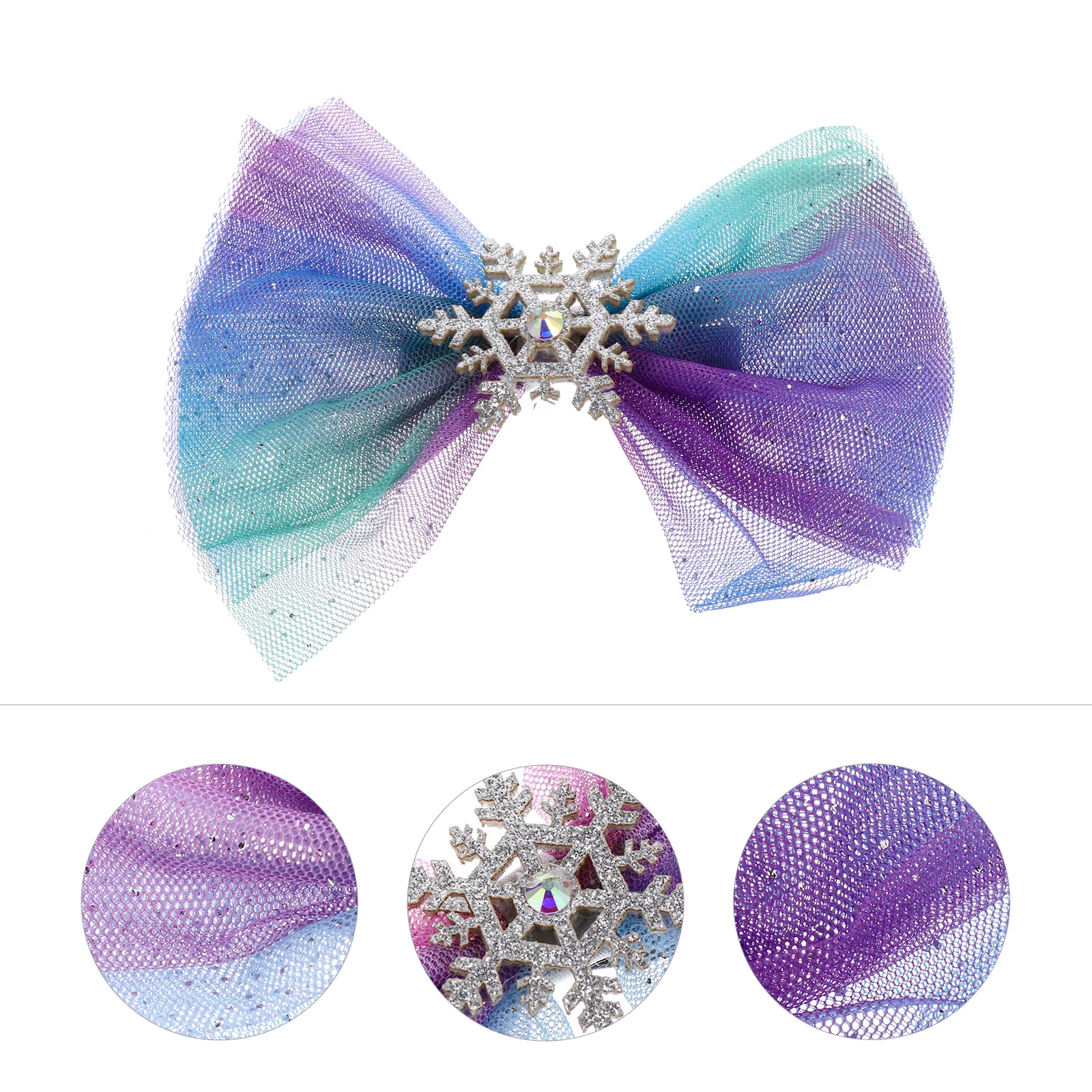 

4 Pcs Bow Hairpin Snowflake Christmas Accessories Barrettes Mesh Supplies Bow-Knot Clips