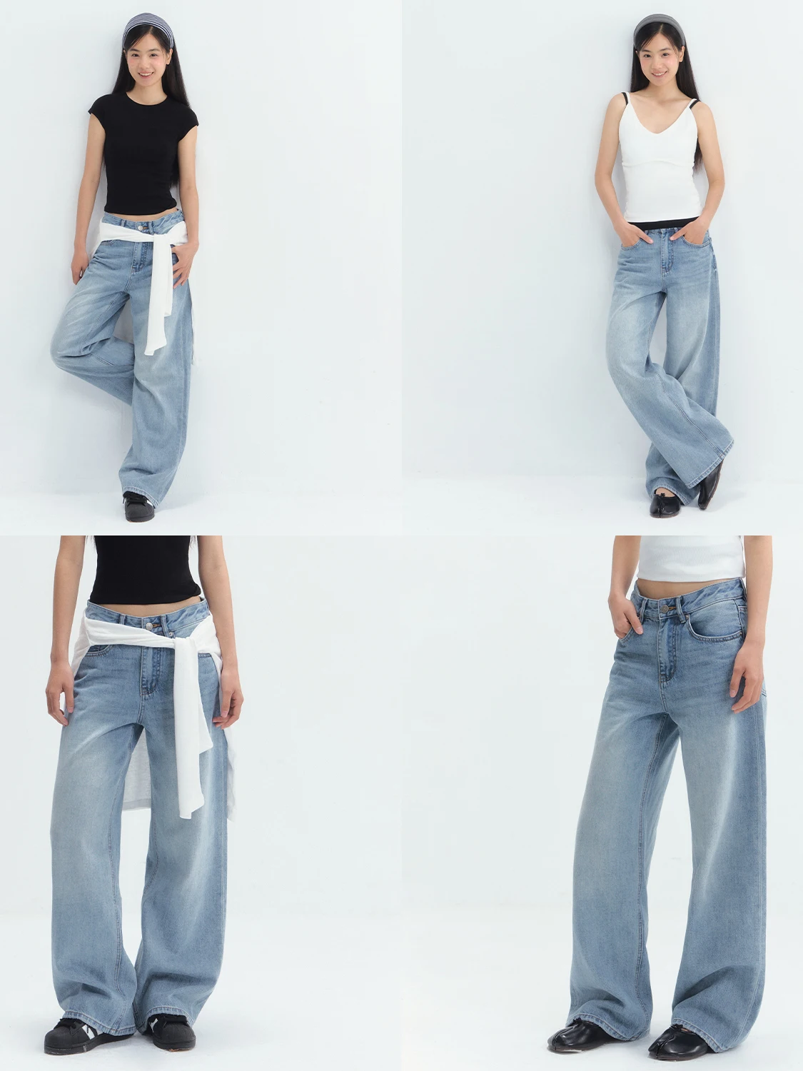 Weekendhub High Waist Wide Leg Jeans Women's New Style Light Blue Washed Drape Loose Versatile Straight Tube Long Pants