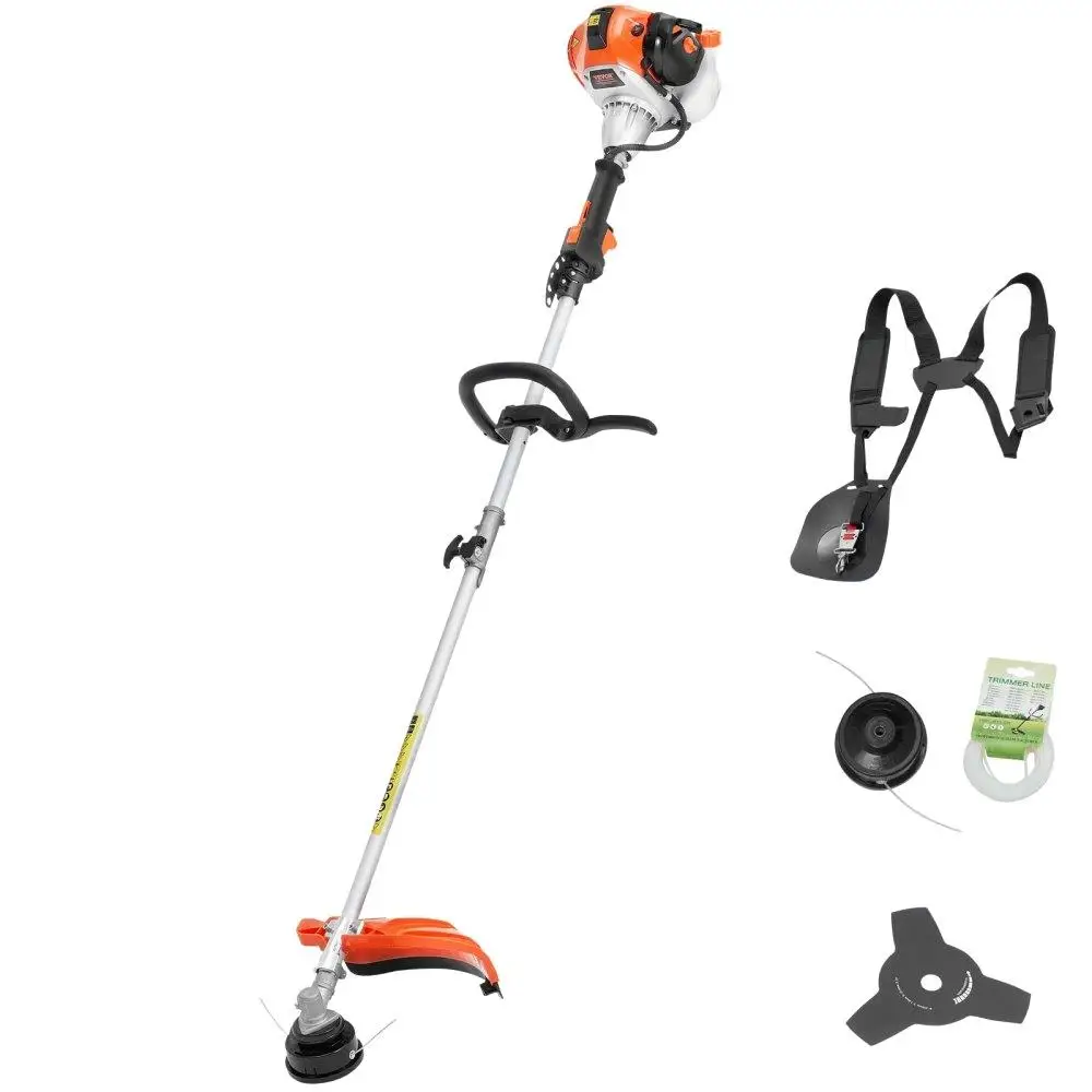 

25.2CC Gas Weed Trimmer 2-Stroke Engine Cordless Grass Edger Multi-Functional Lawn Tool with Shoulder Strap and 3T Blade for