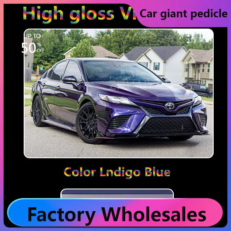 

Highest quality super glossLndigo Blue vinyl wrap true Gloss vinyl wrap for Vehicle wrap quality Warranty ZHUAIYA